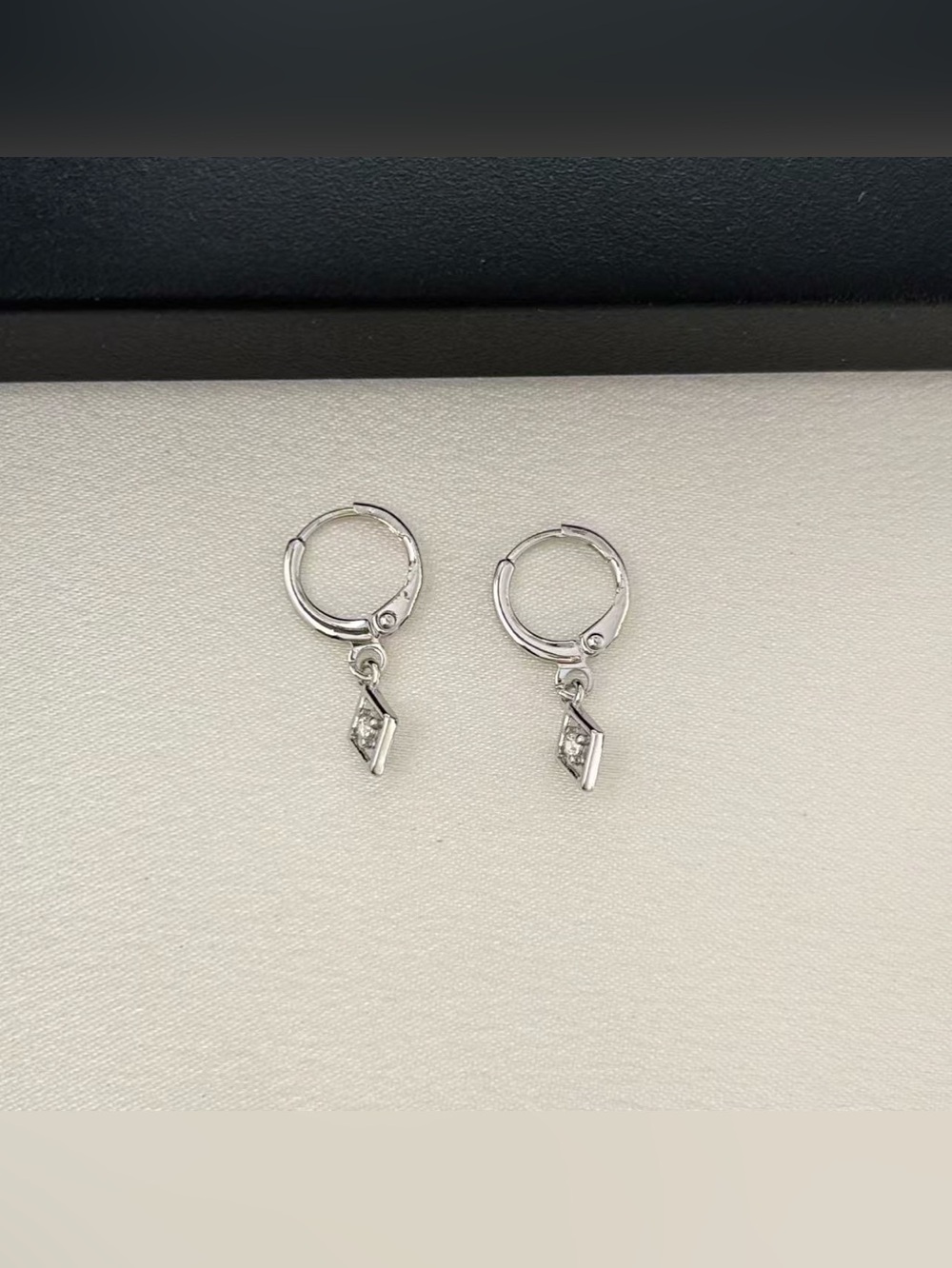 CZ Geometry Rhombus Dangle Drop Earrings for Men Women Streetwear Unisex Style